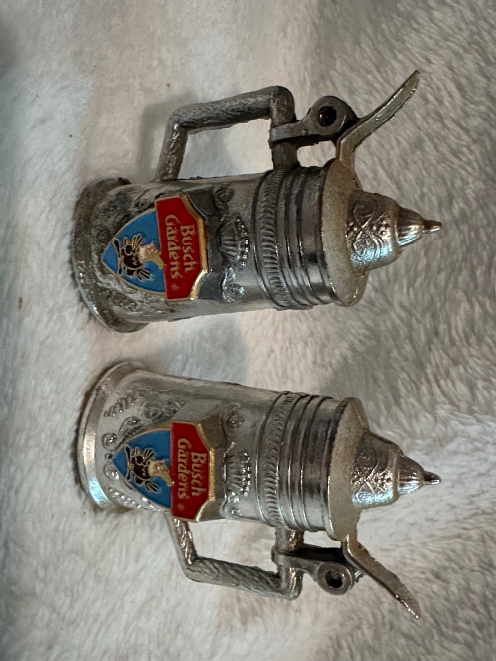 Vintage Busch Gardens Souvenir Miniature Beer Stein Salt & Pepper Shakers Set